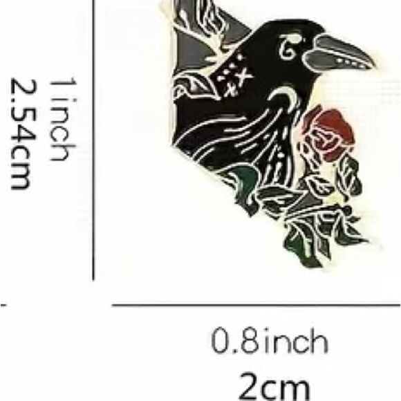 Black raven enamel pin - Picture 2 of 3